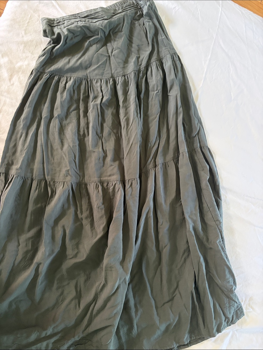 Tiered Maxi Skirt in Olive Green